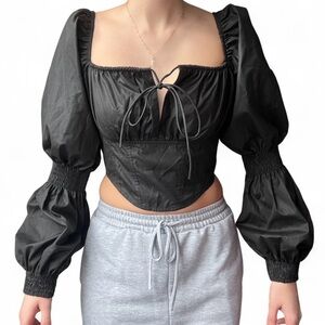 Missguided Black Puff Sleeve Blouse
